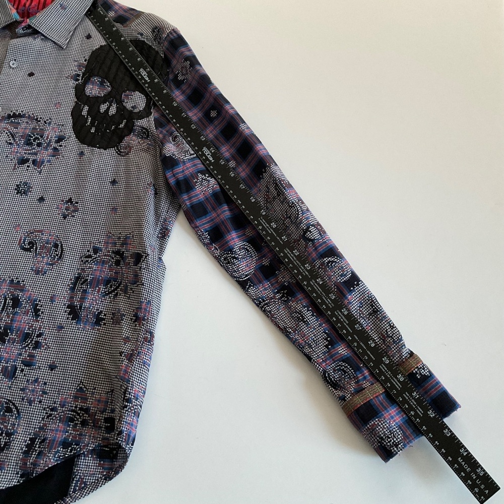 Robert Graham Mens Limited Edition Blues Haven XL Classic Fit Embellished Scull - Picture 7 of 14